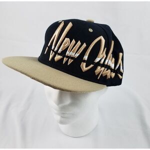 Pit Bull New Orleans Snapback Hat Saints Hip Hop Urban Wear Black Gold Big Print